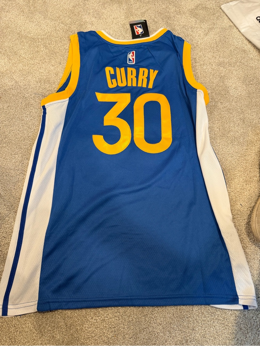 Nike Blue/Yellow Stephen Curry #30 NBA warriors jersey